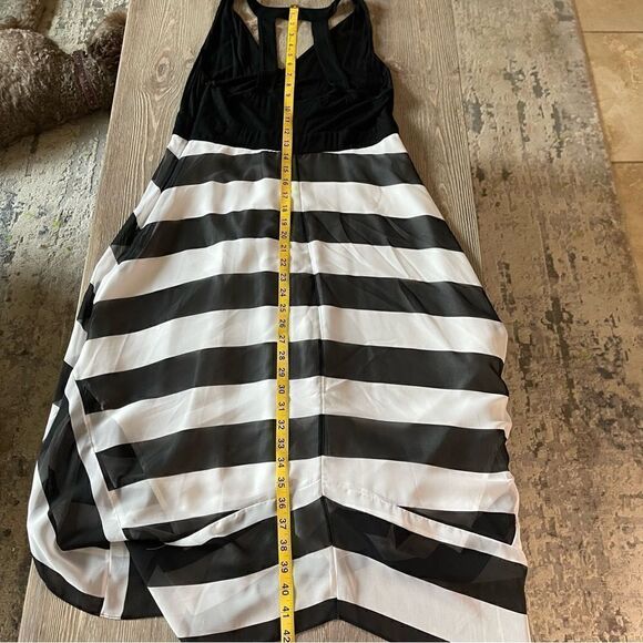 Inc International Concepts Asymmetrical Hem Maxi Dress Black White Stripe - Picture 11 of 13